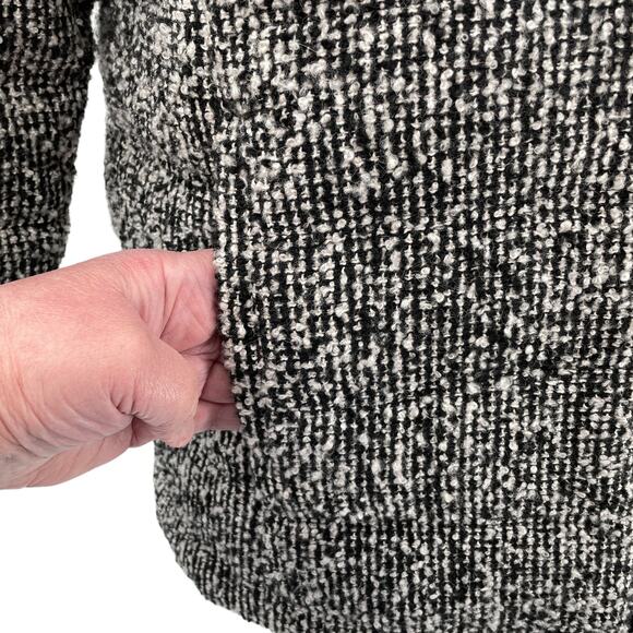 Chico's Black White Tweed Wool Blend Heavyweight Winter Outdoor Jacket Coat L - Picture 4 of 13